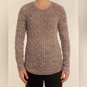 JEANNE PIERRE - Grey/Tan Cable Knit Crewneck Sweater - Women’s - L
